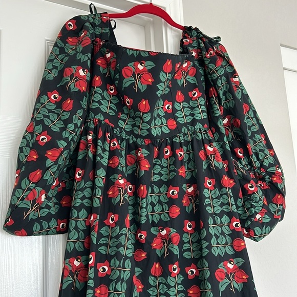 Agua by Agua Bendita Alheli Maxi dress Size XS Red Green Off Shoulder - Picture 6 of 16